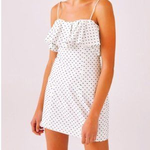 C/MEO COLLECTIVE  CROSSFIRE DRESS white with dark blue dots